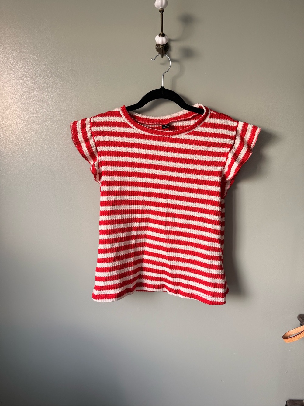 Red & White Striped Knit Top
